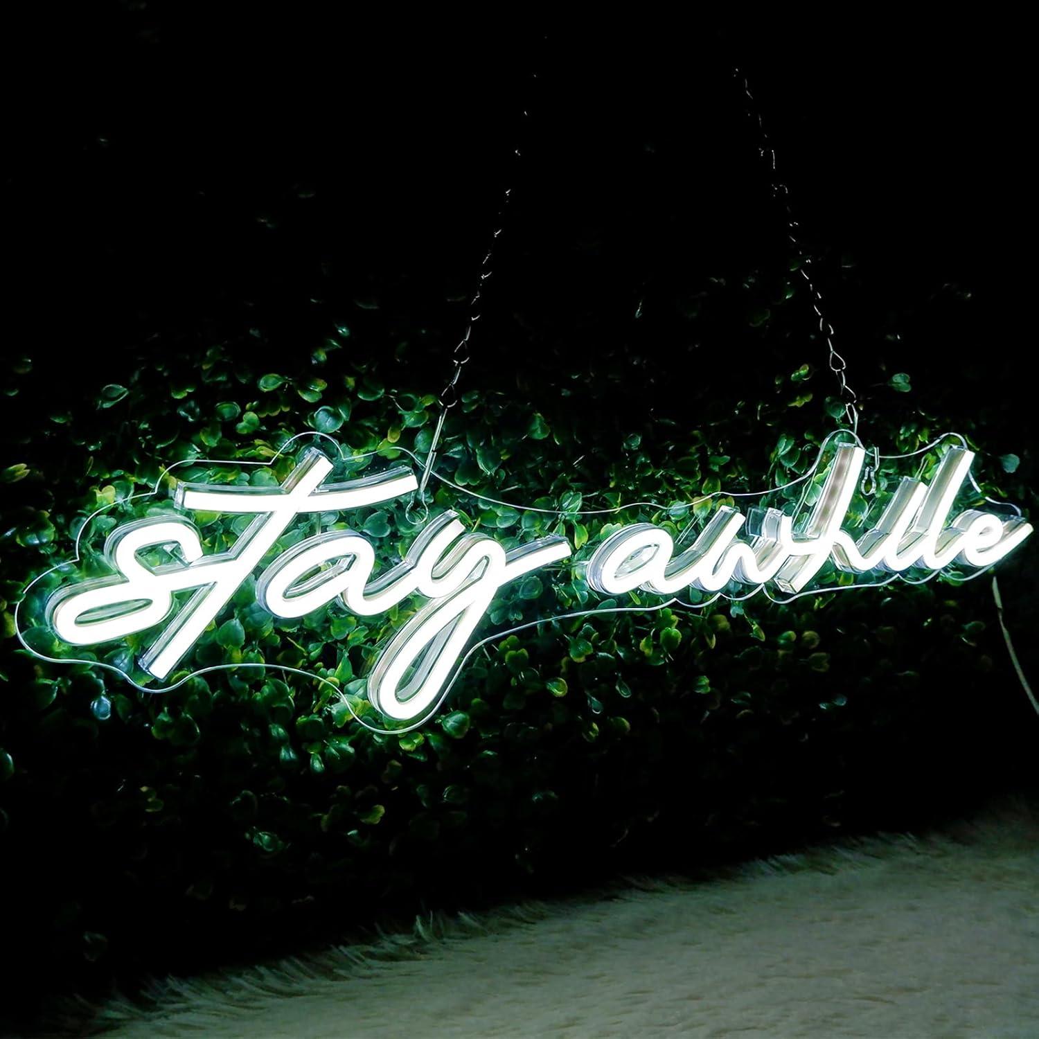 Lighting Decor For Home - Stay Awhile Neon Signs USB Dimmable