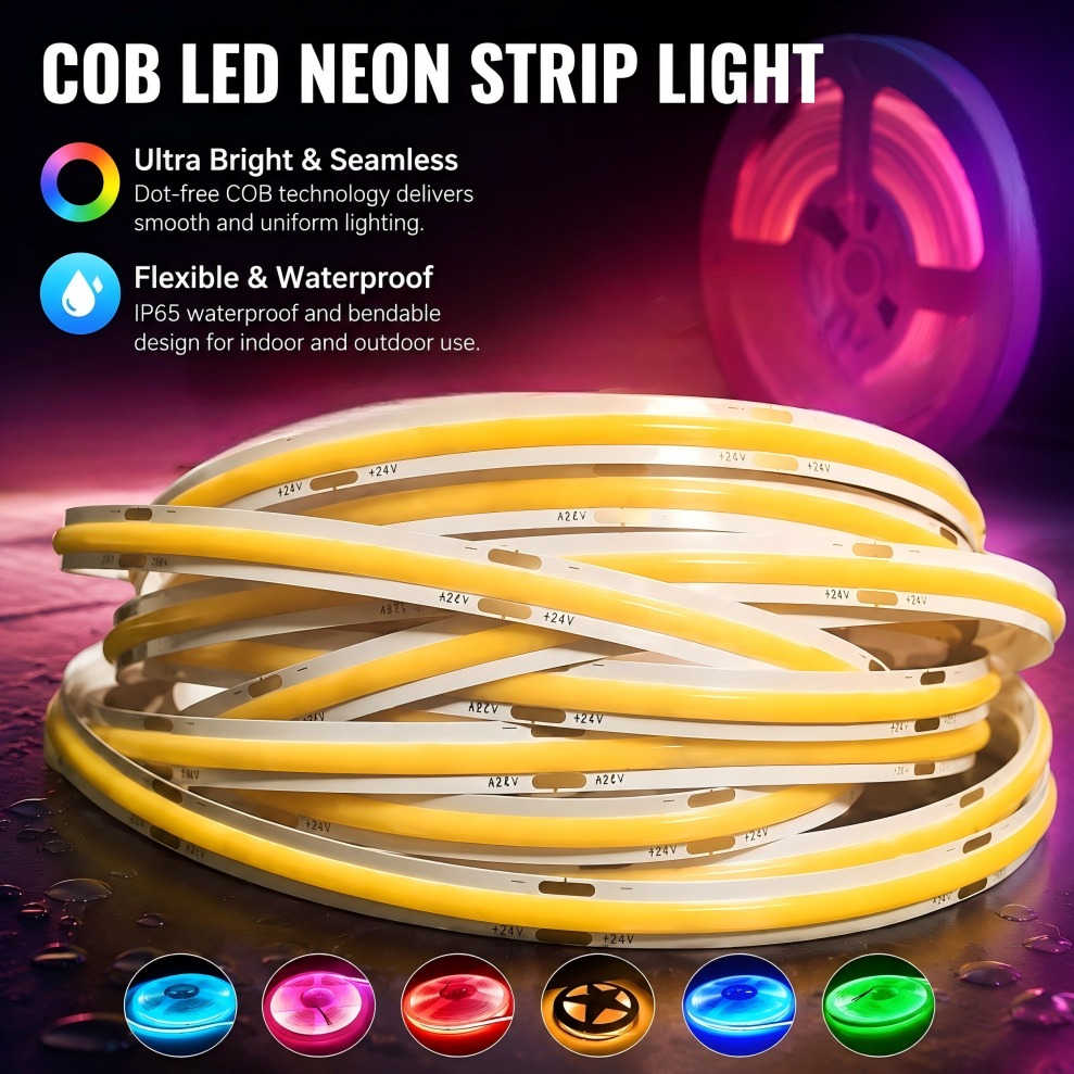 Lighting Decor And More - COB LED Strip DC12V/24V 320LEDs/M High