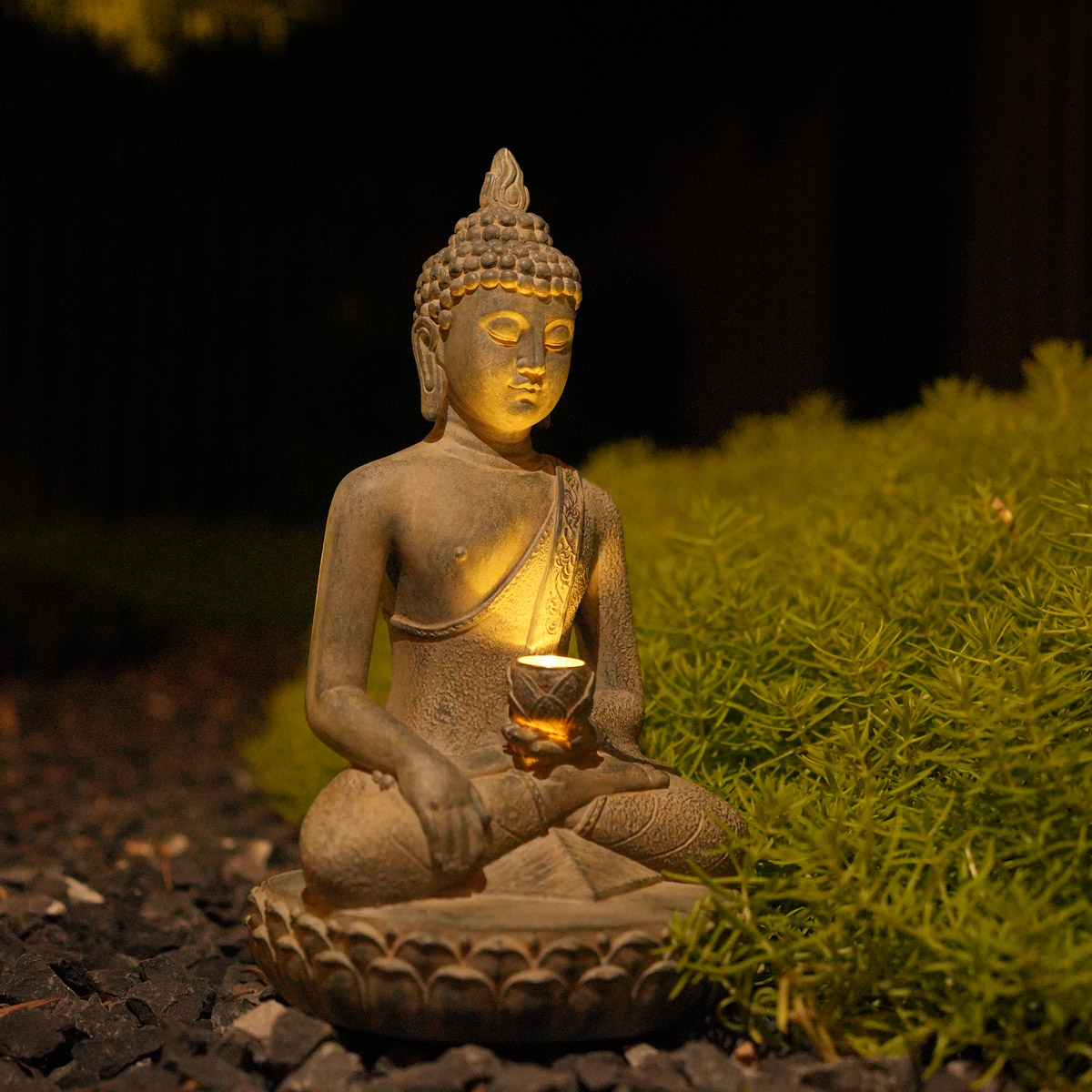 Decor Lighting India - Zen-Inspired Solar-Powered Buddha Statue with Light