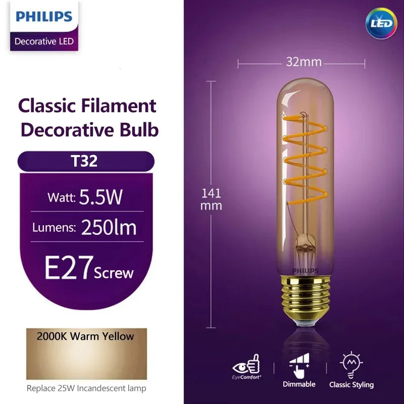 Philips LED T32 Classic Filame - đánh giá và giá Philips Bulb Led Classic