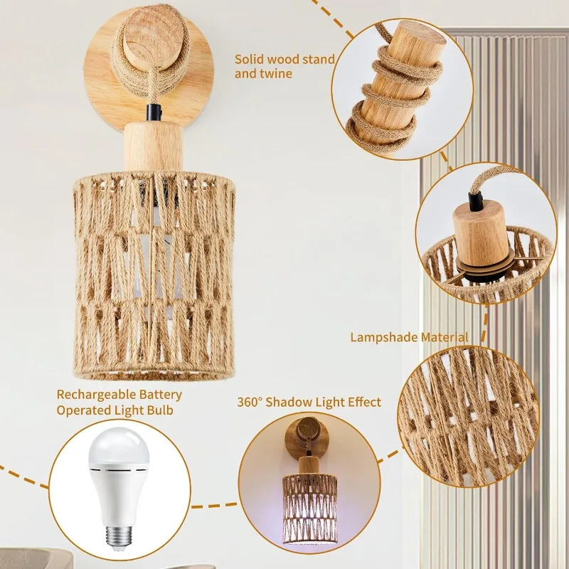 Hemp Rope Design Bedhead Wall  - đánh giá và giá Lighting Decoration On Wall