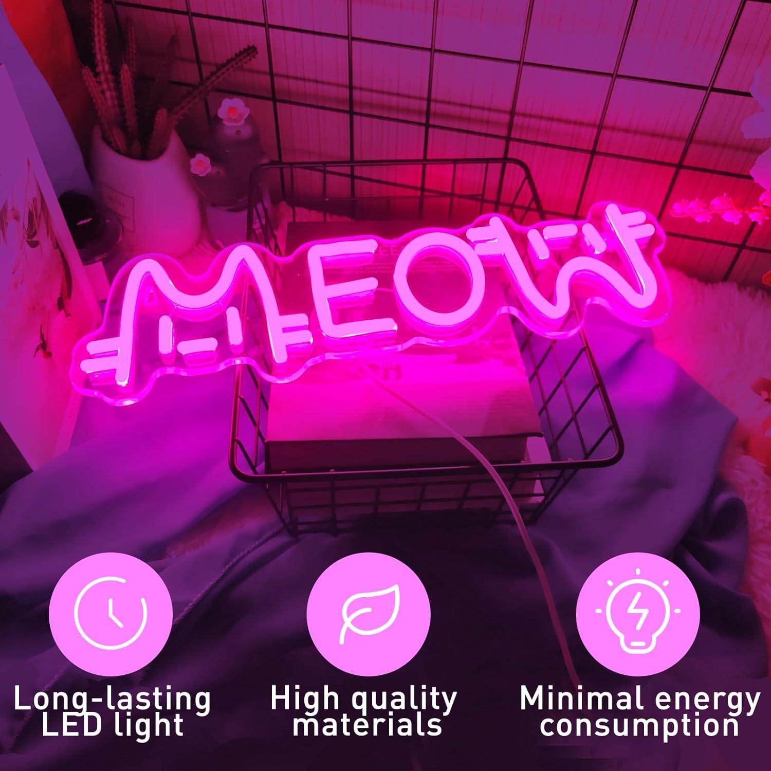 Meow Neon Sign Cat USB Powered - đánh giá và giá Lighting Decor For Home