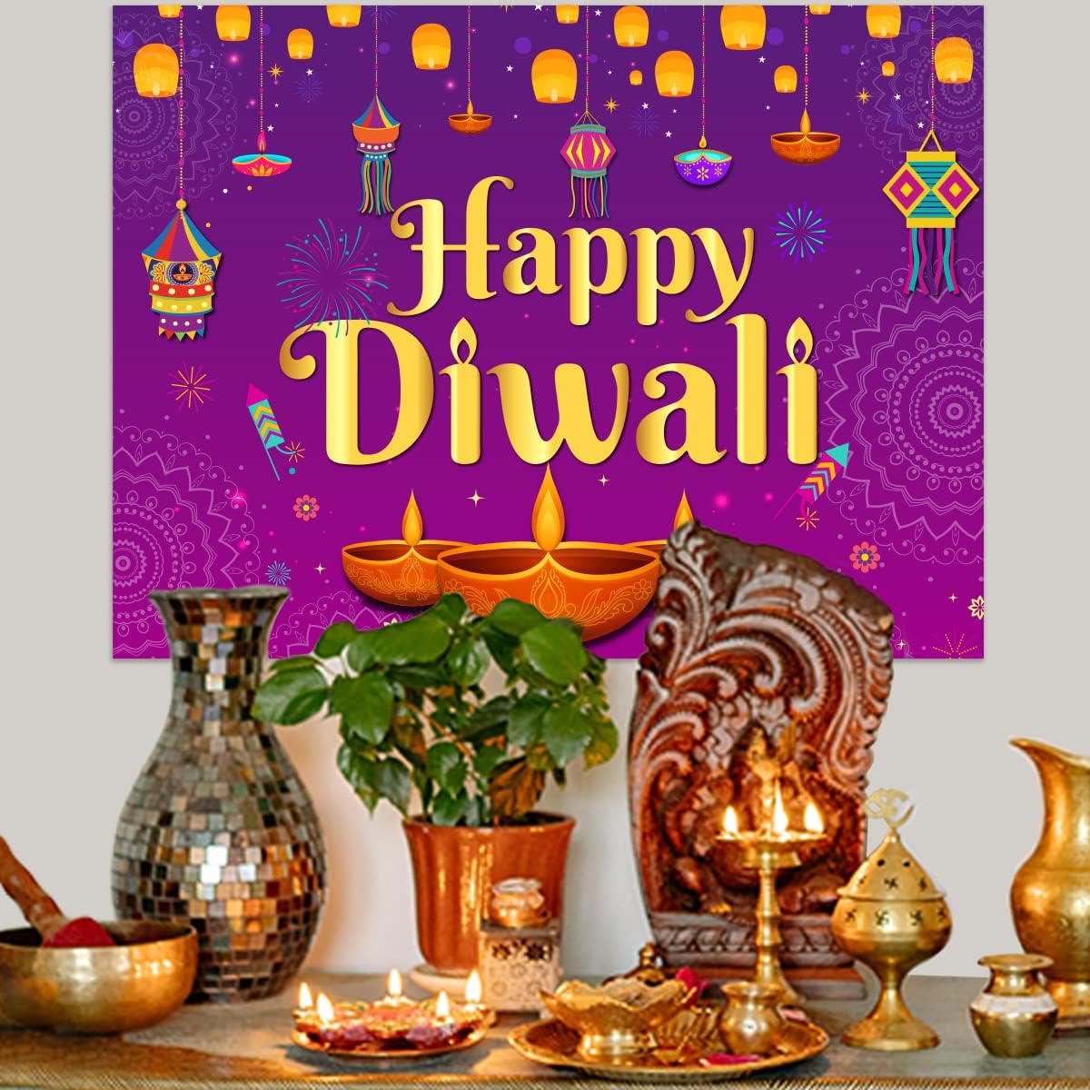 Happy Diwali Backdrop 5x7ft Wa - đánh giá và giá Decor Lighting India