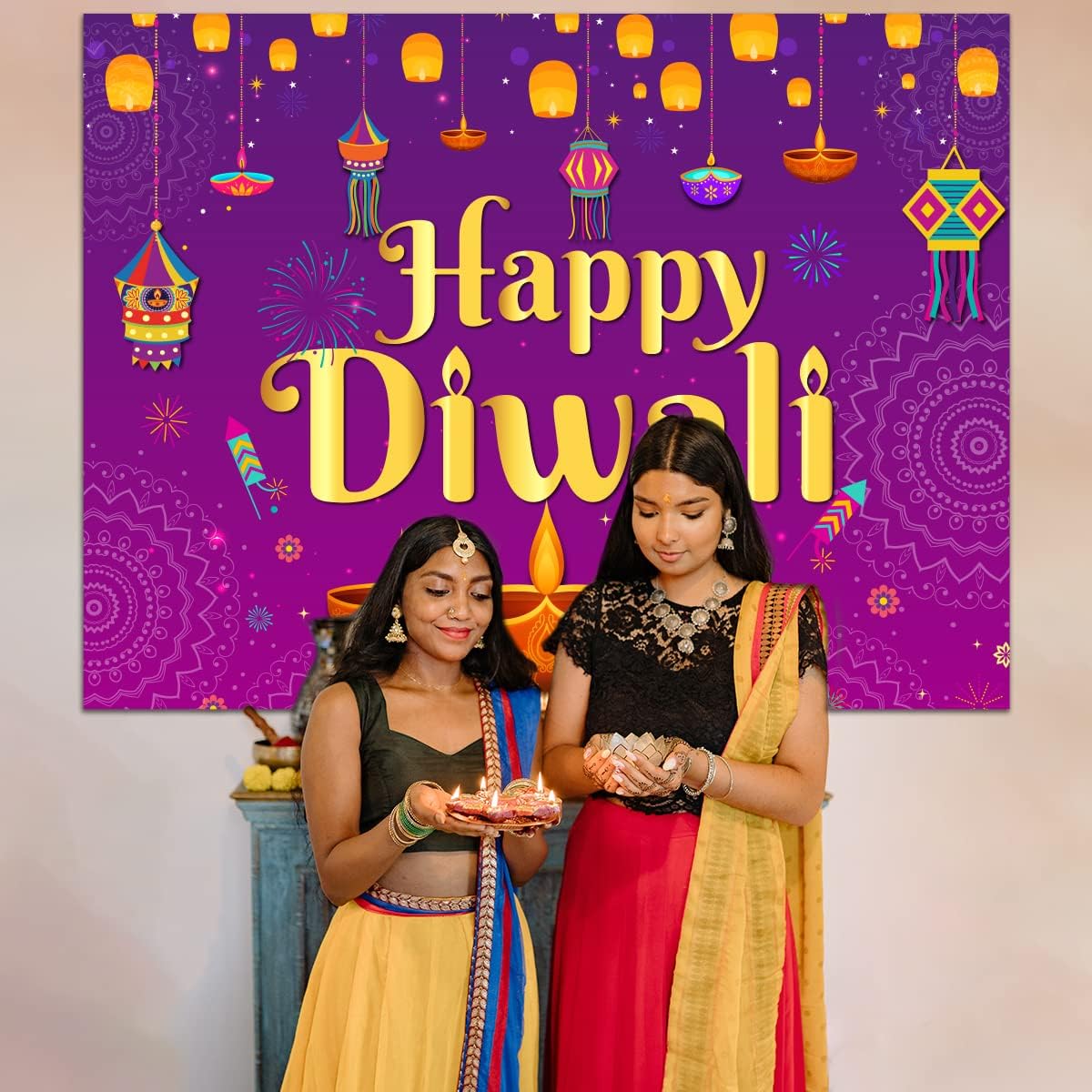 Happy Diwali Backdrop 5x7ft Wa - đánh giá và giá Decor Lighting India