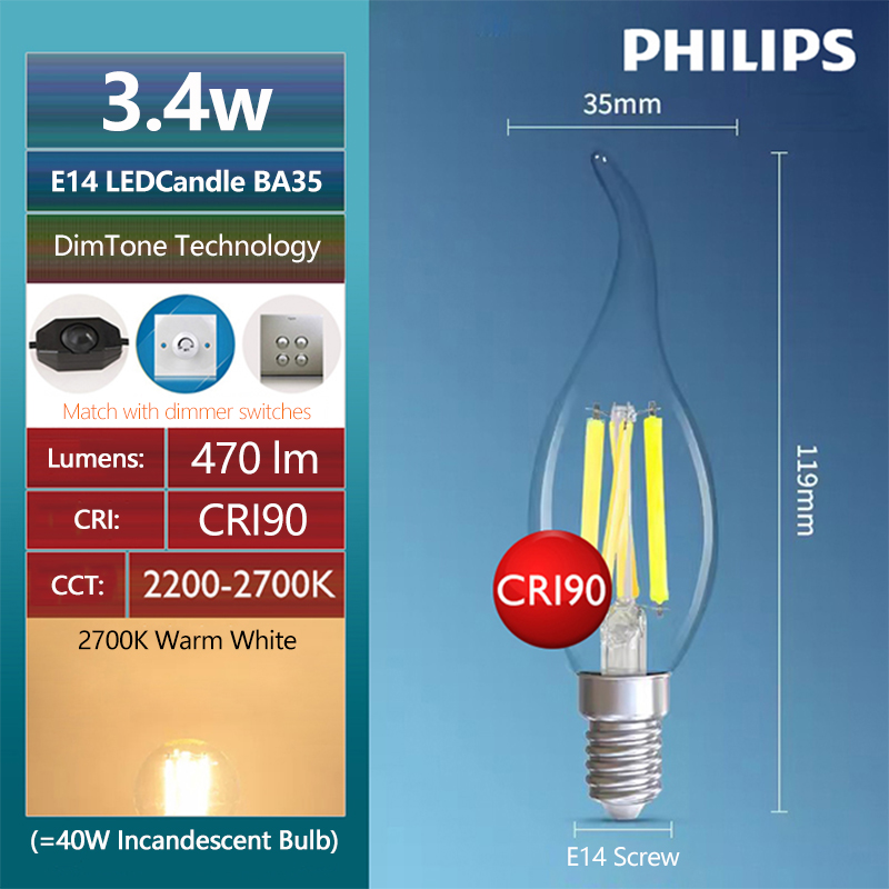 Philips Master LED Candle E14  - đánh giá và giá Philips Bulb Led Classic