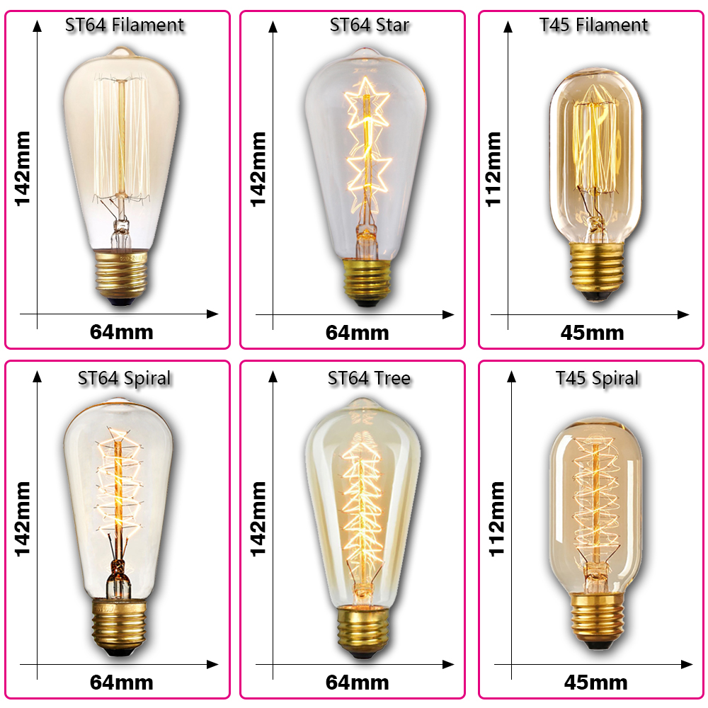 Retro Edison Light Bulb E27 40 - đánh giá và giá Lighting Decor Items