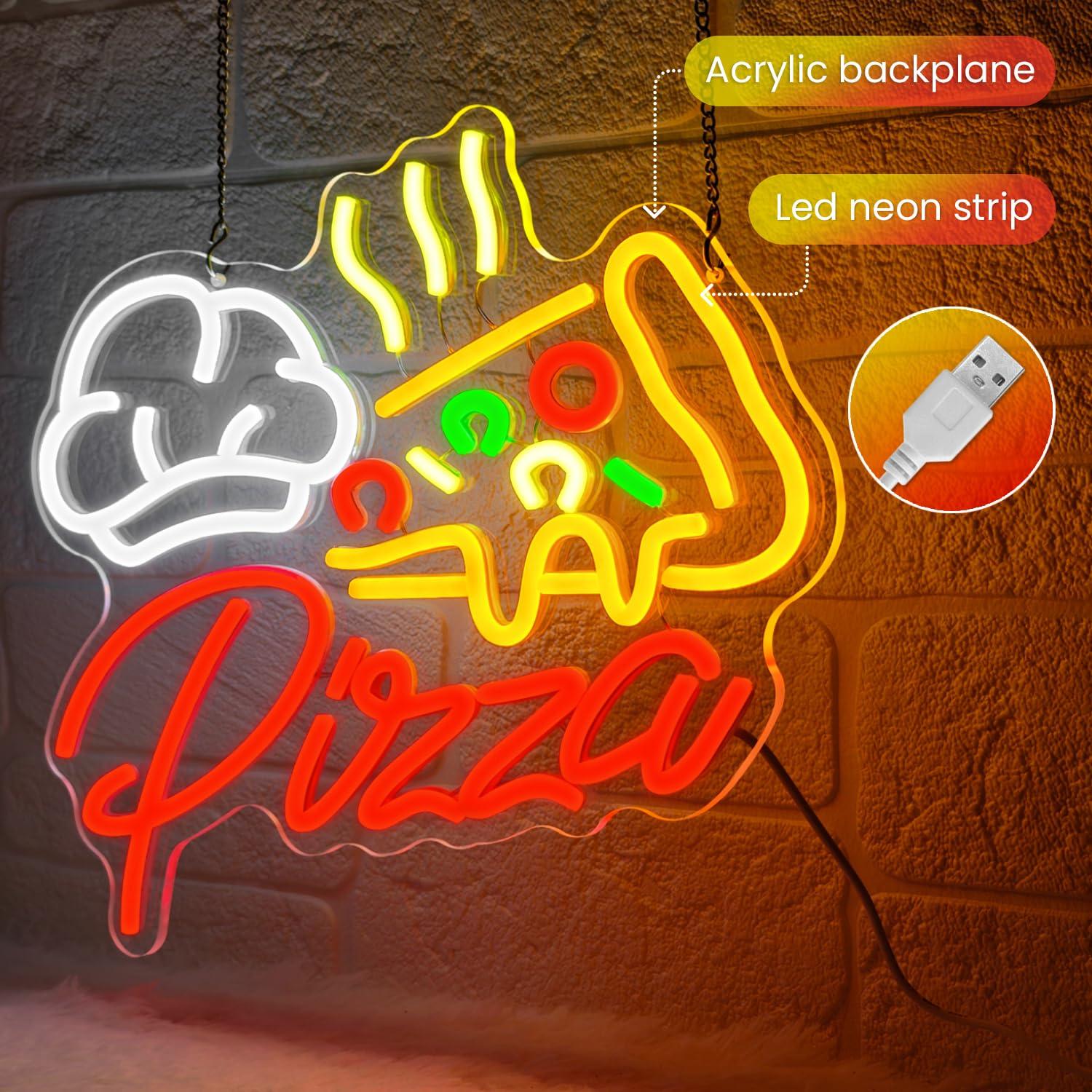 Pizza Neon Sign Colorful Pizza - đánh giá và giá Kitchen Decor Lighting