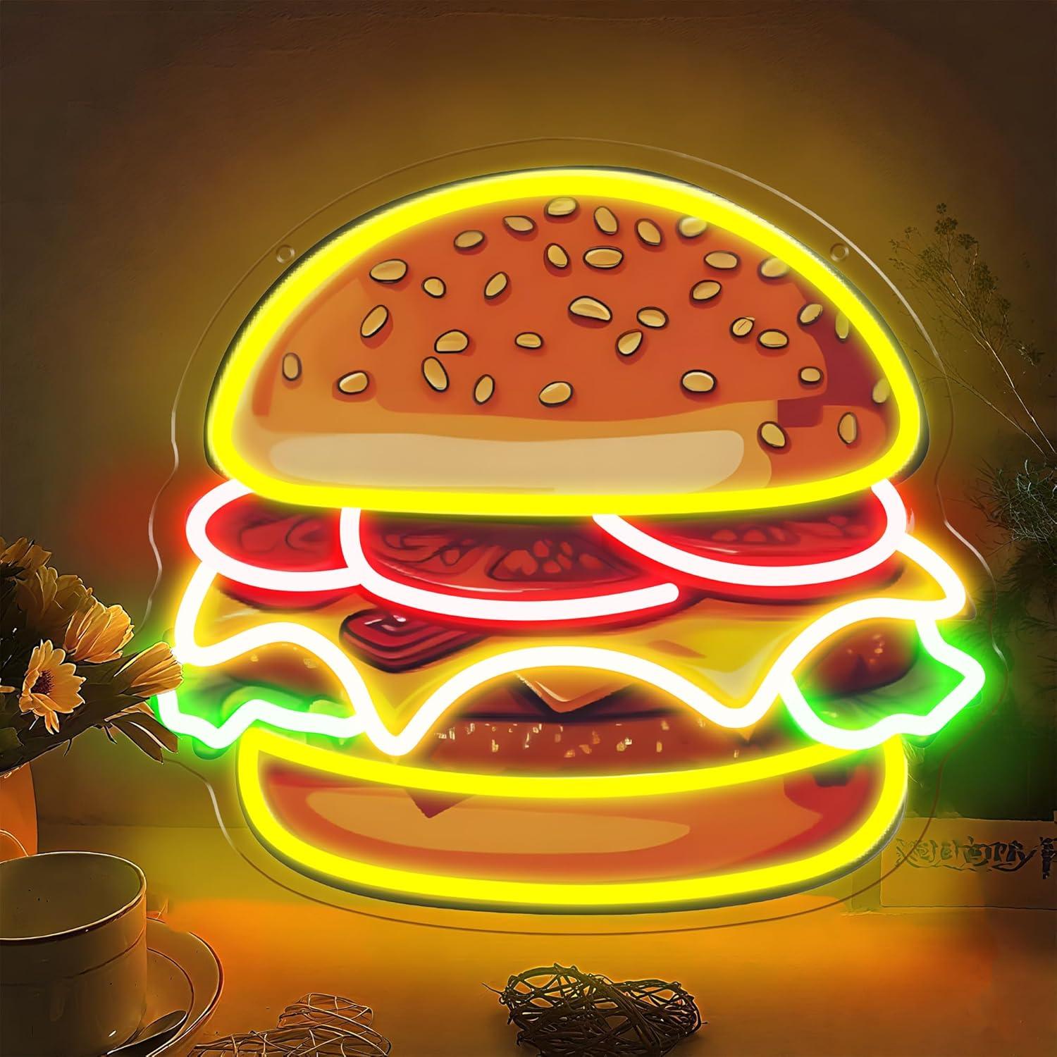 Burger Neon Sign LED Hamburger - đánh giá và giá Kitchen Decor Lighting