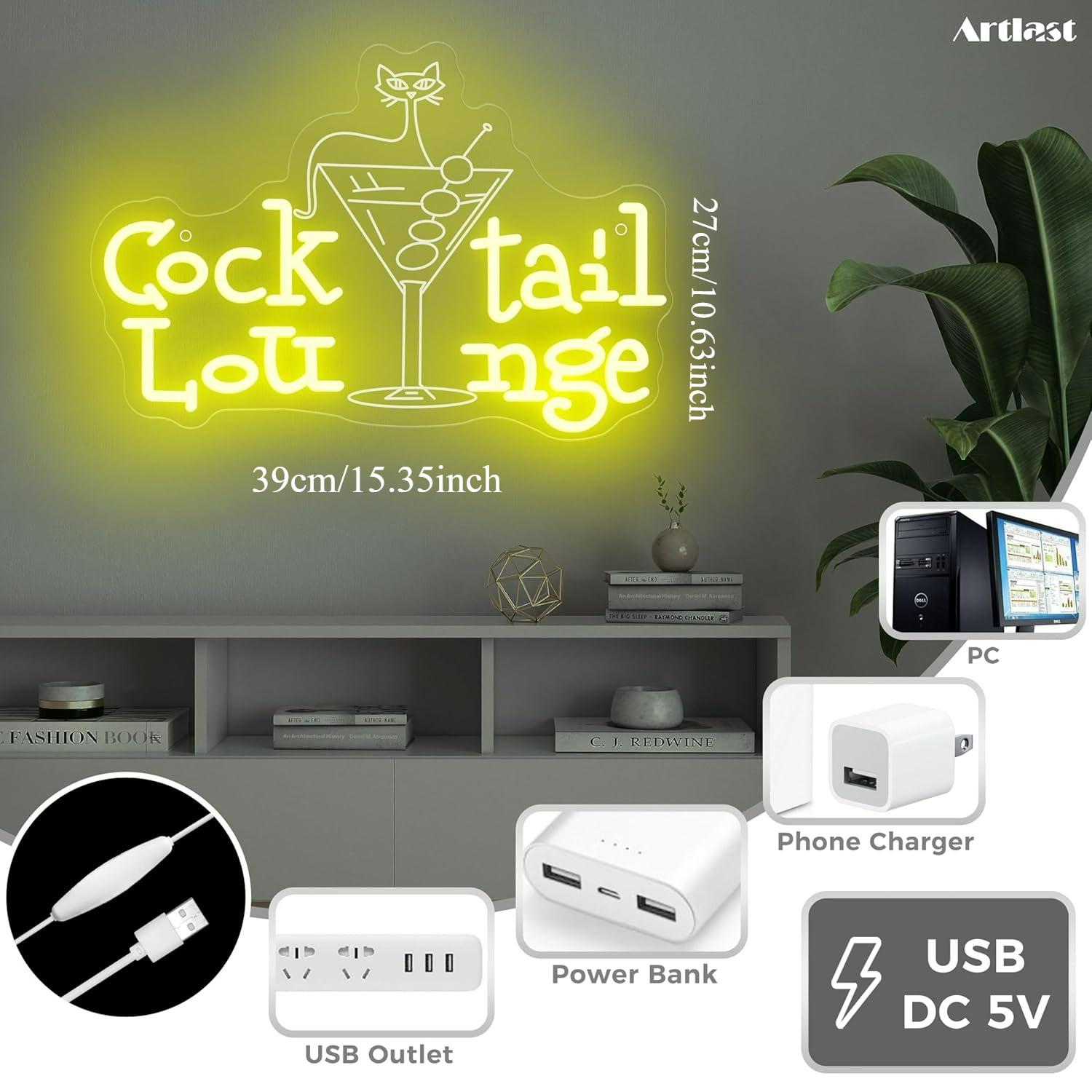 Cocktail Lounge Neon Sign Dimm - đánh giá và giá Lighting Decor For Home